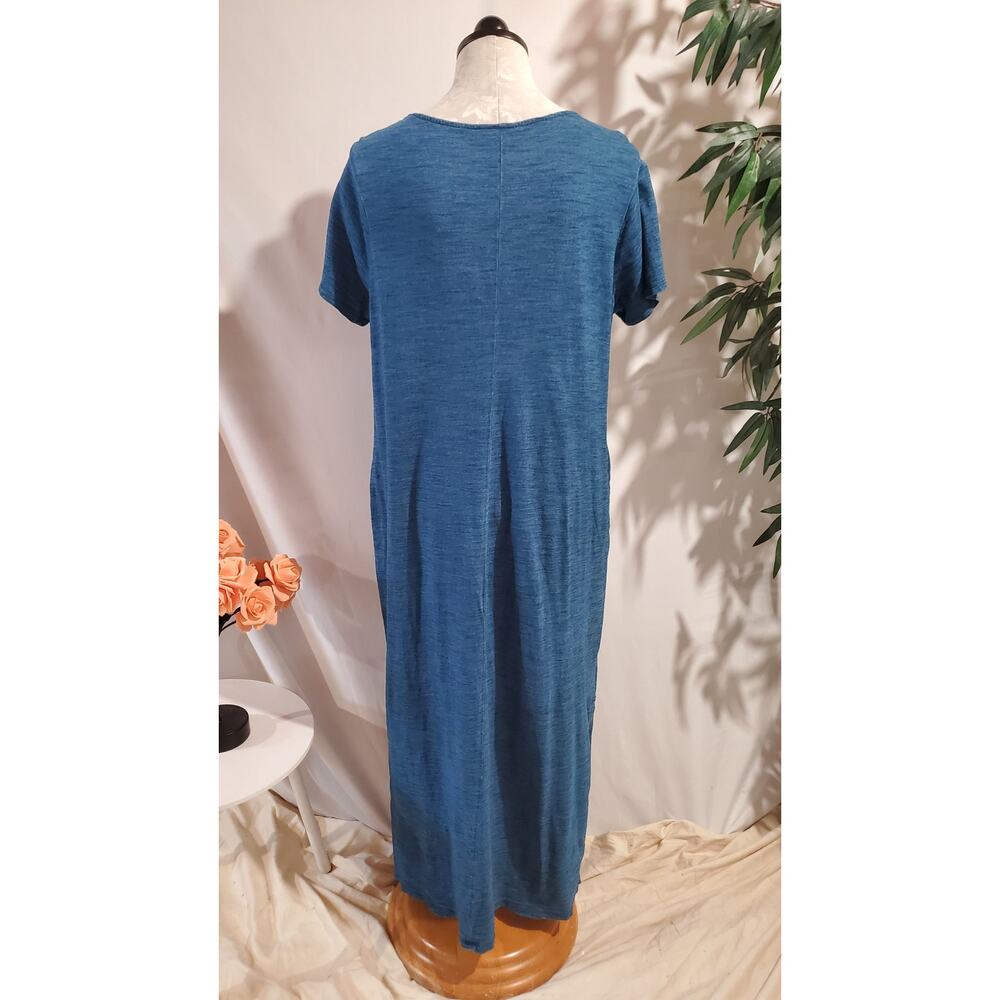 Pure Jill Indigo Spacedye Short Sleeve Scoop Neck Maxi Dress 1X 100% Cotton - Picture 3 of 12